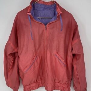 Retro 80s Reversible Windbreaker Coral/Purple Ladies Size XL